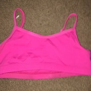 pink spaghetti strap sports bra